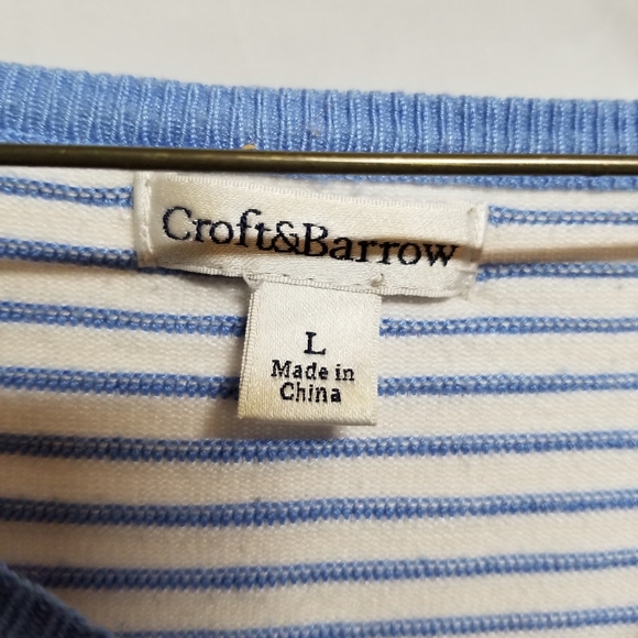 Croft & Barrow Sky Blue and White Striped Top - Picture 4 of 4